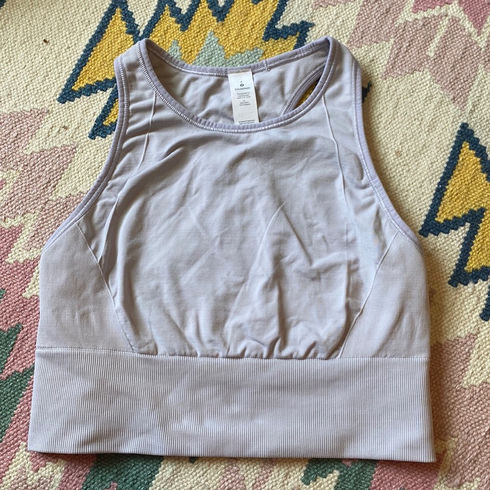 grey/light purple Lululemon sports bra